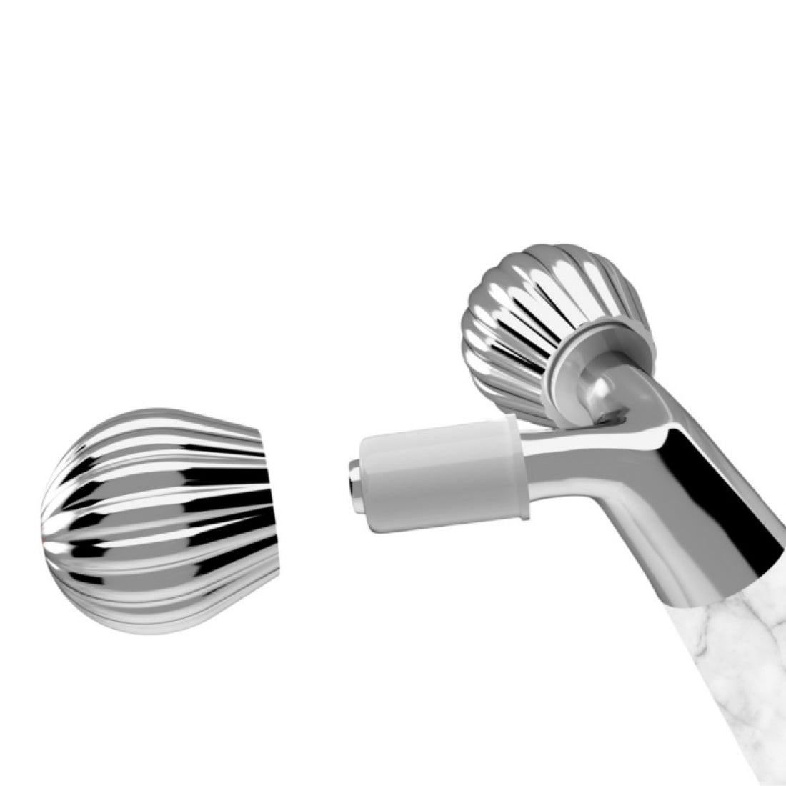 White Marble Sonic Sculpt with stainless steel globe set